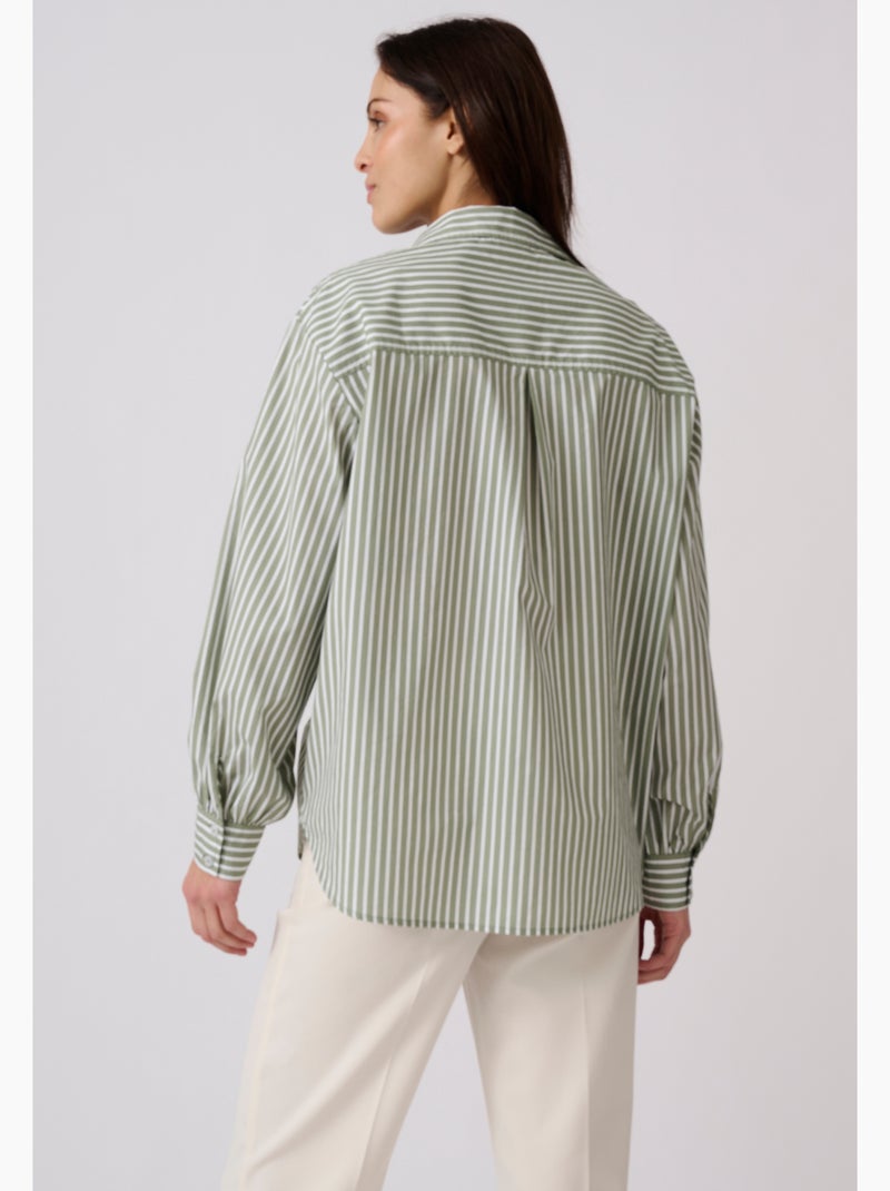 Chemise rayée - Damart Vert Sauge - Kiabi