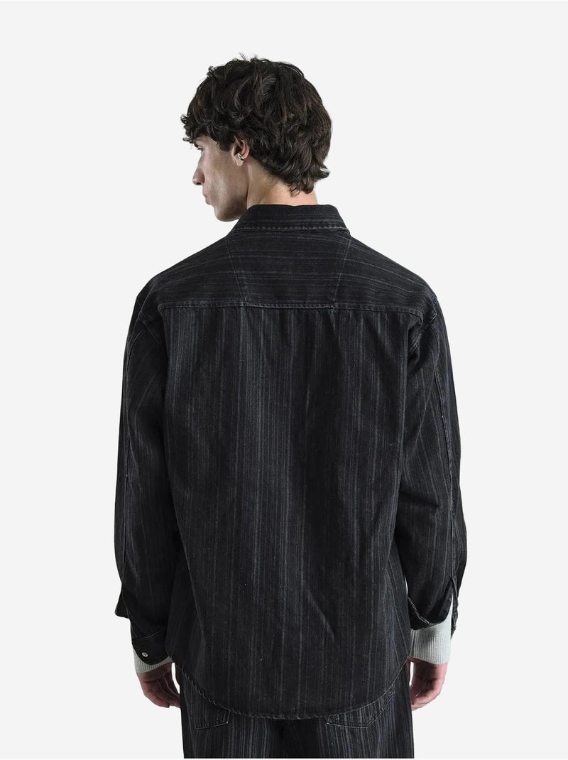 Chemise rayée à boutons pour homme giesto Noir - Kiabi