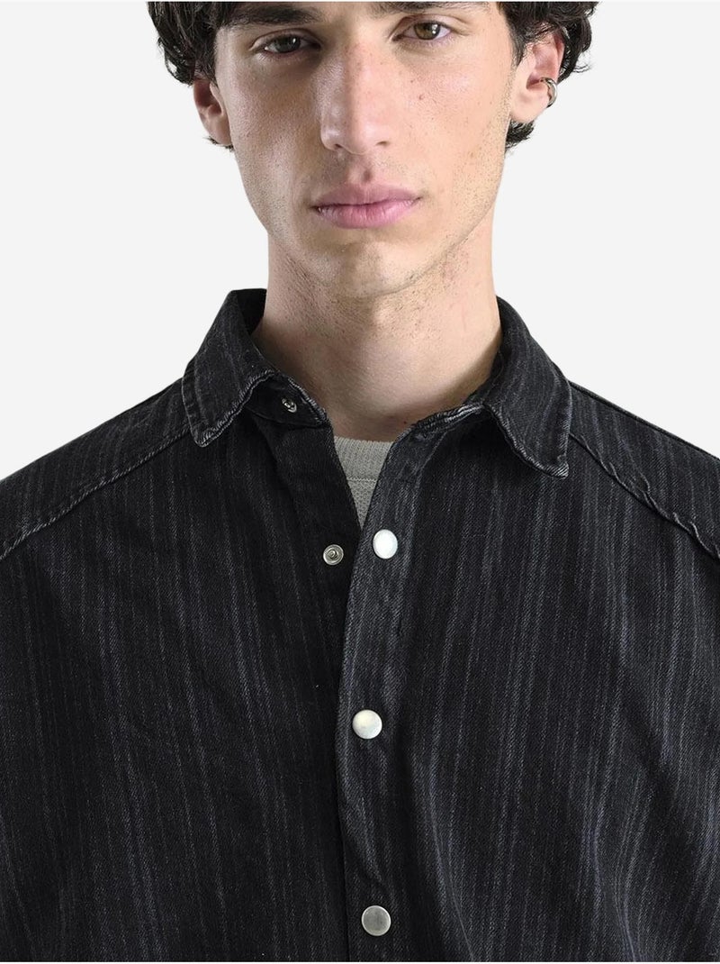 Chemise rayée à boutons pour homme giesto Noir - Kiabi