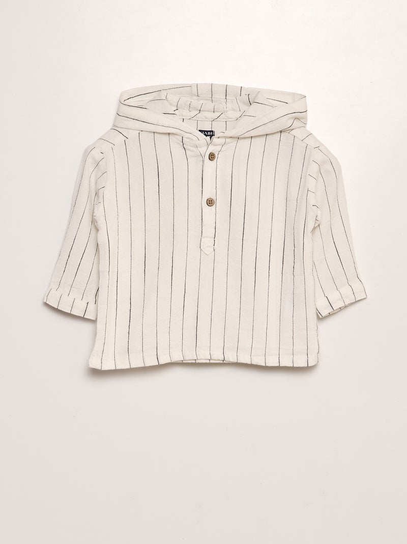 Chemise rayée à capuche Blanc - Kiabi