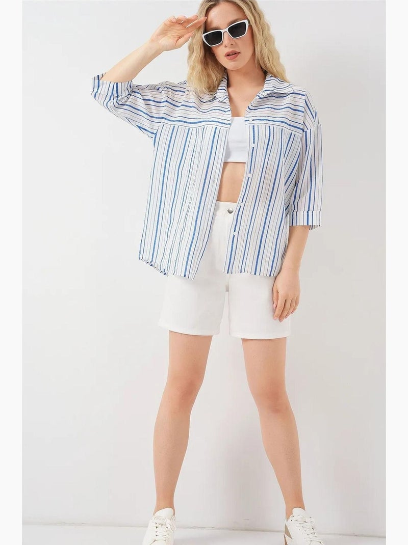 Chemise rayée à manches courtes bdart Blanc - Kiabi