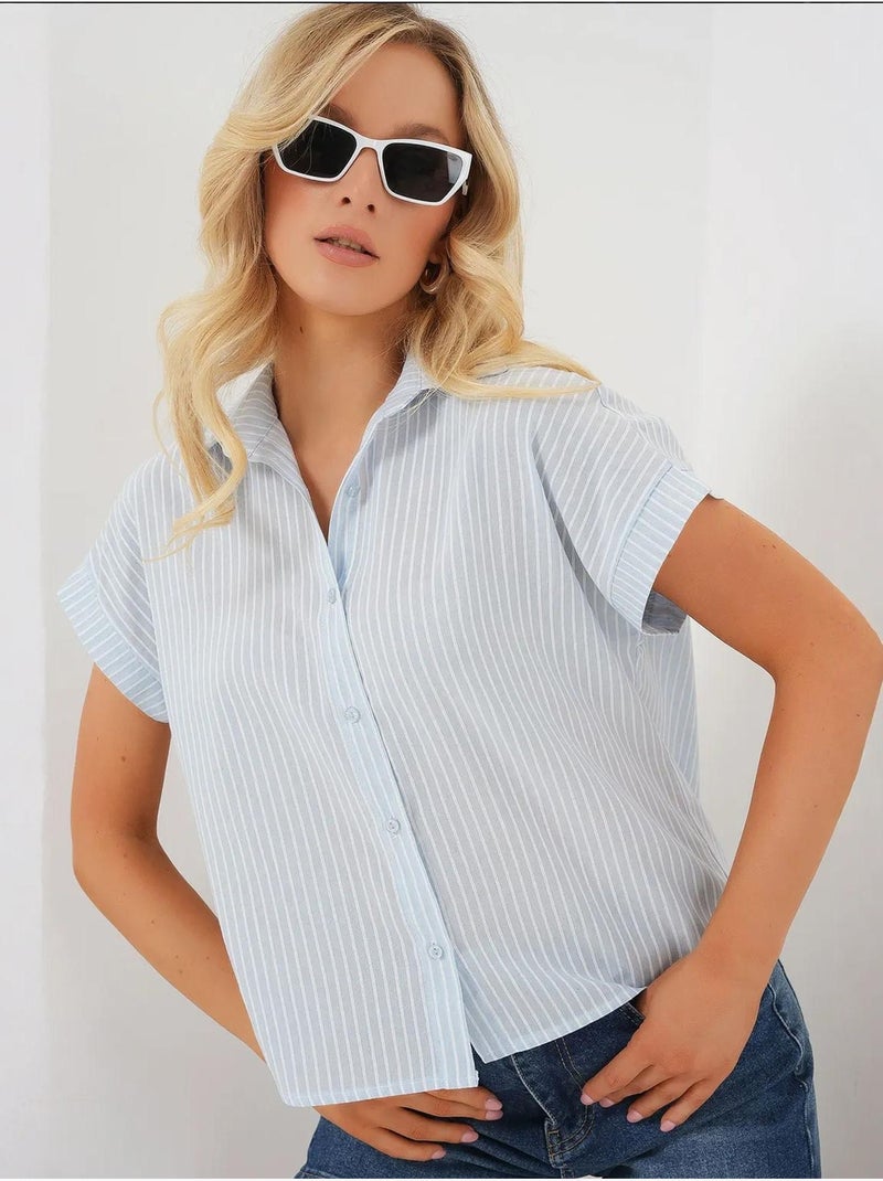 Chemise rayée à manches courtes bdart Bleu ciel - Kiabi