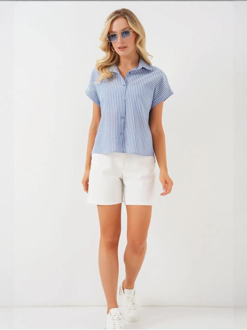 Chemise rayée à manches courtes bdart Bleu - Kiabi