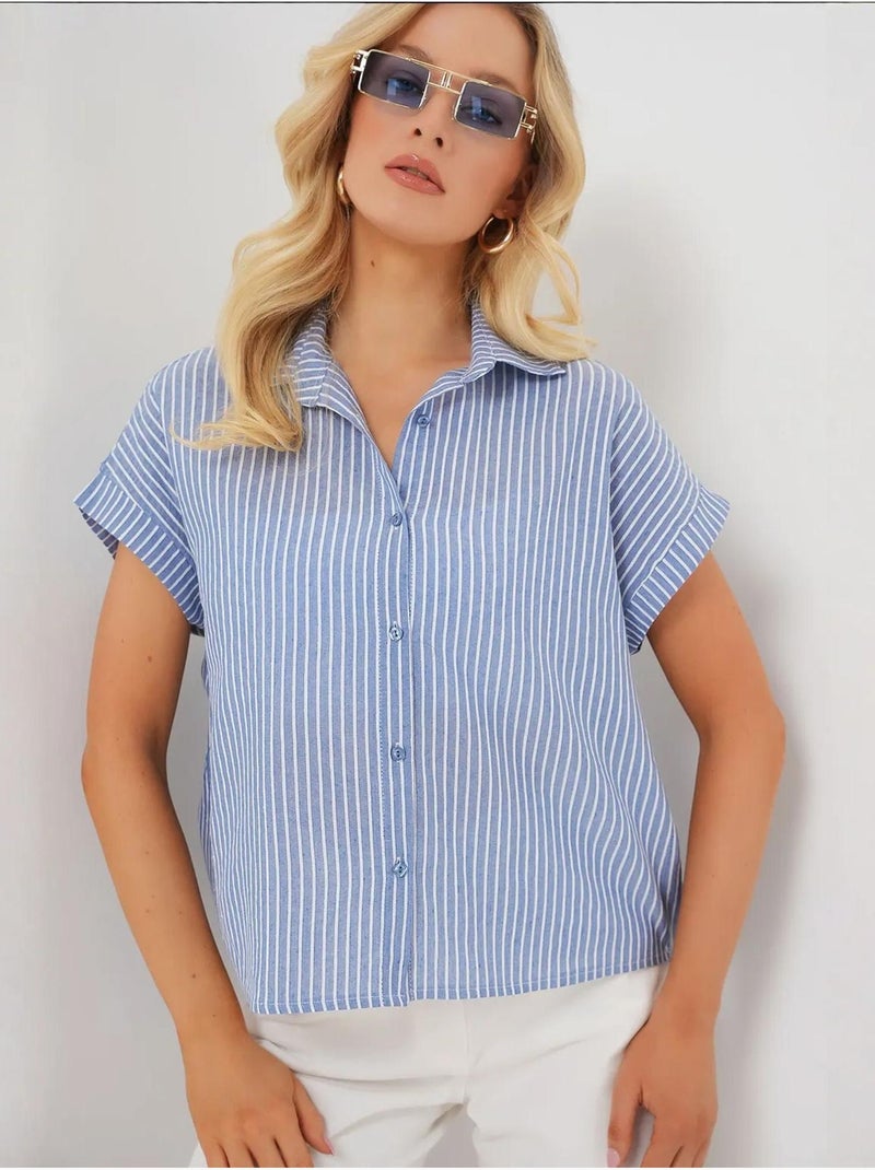 Chemise rayée à manches courtes bdart Bleu - Kiabi