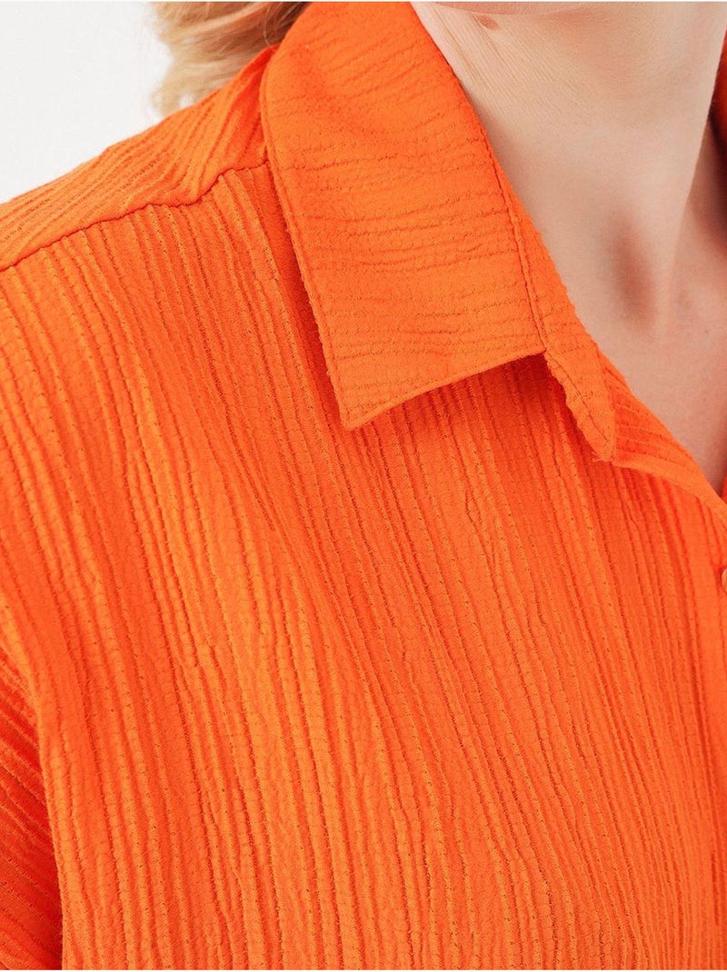 Chemise rayée à manches courtes bdart Orange mandarine - Kiabi