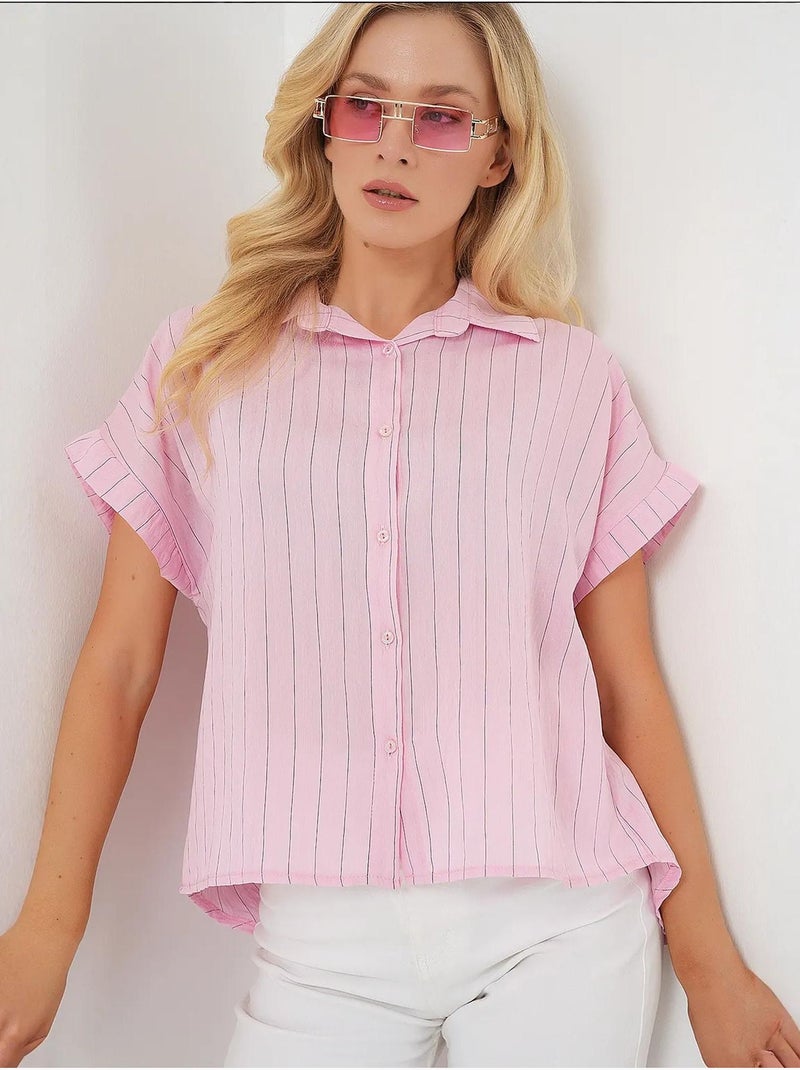 Chemise rayée à manches courtes bdart Rose clair - Kiabi