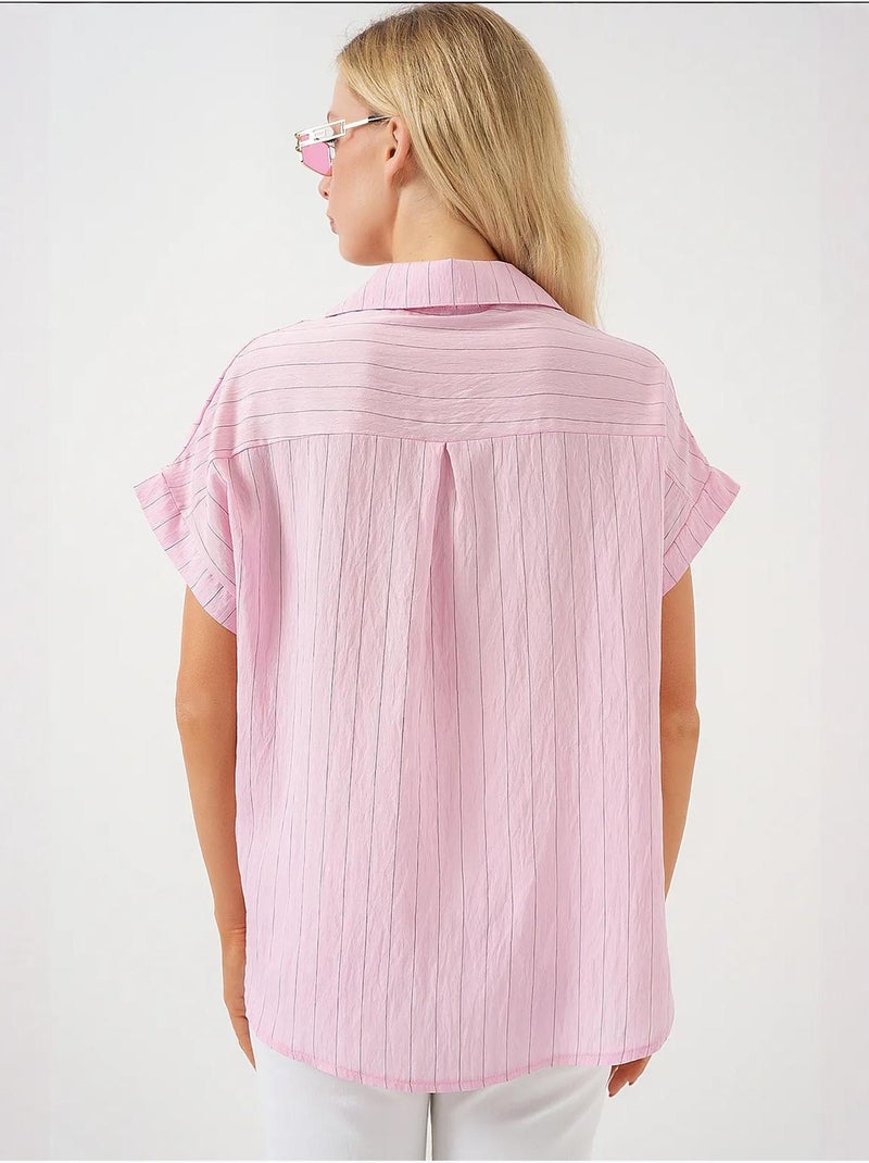 Chemise rayée à manches courtes bdart Rose clair - Kiabi