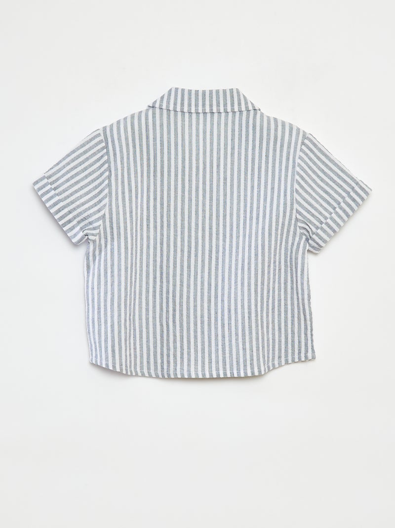 Chemise rayée à manches courtes BLANC - Kiabi