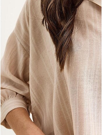 Chemise rayée à manches courtes et poche unique bianco lucci