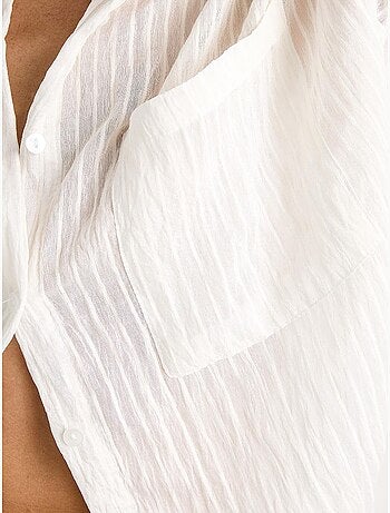 Chemise rayée à manches courtes et poche unique bianco lucci