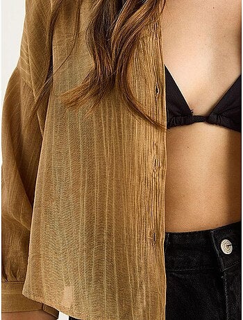 Chemise rayée à manches courtes et poche unique lucci