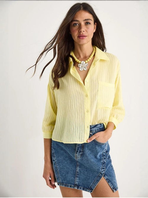 Chemise rayée à manches courtes et poche unique lucci - Kiabi