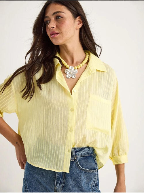 Chemise rayée à manches courtes et poche unique lucci - Kiabi