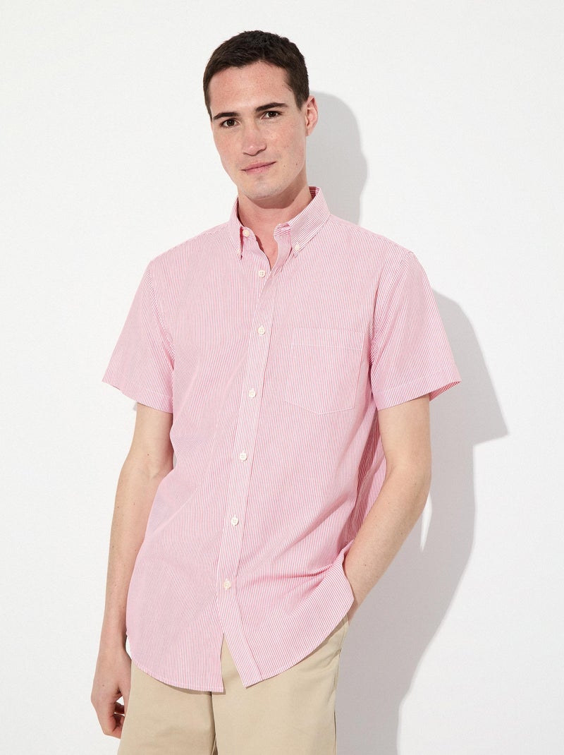 Chemise rayée à manches courtes MO Fashion Rouge - Kiabi