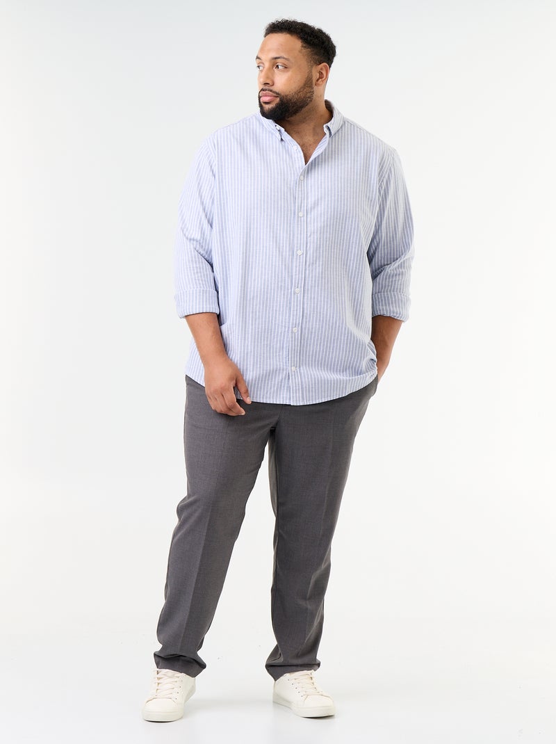 Chemise rayée à manches longues Bleu - Kiabi