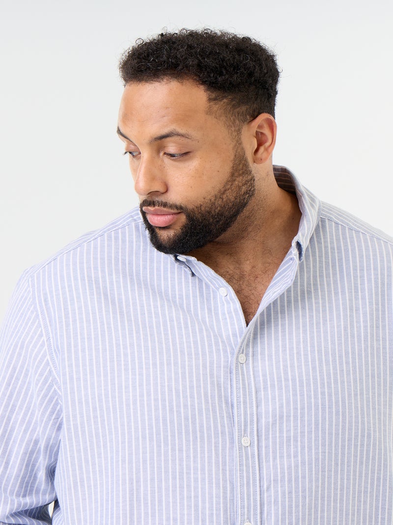 Chemise rayée à manches longues Bleu - Kiabi
