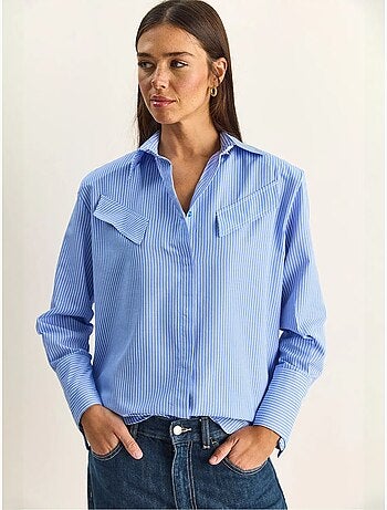 Chemise rayée à manches longues en popeline lucci