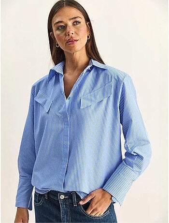 Chemise rayée à manches longues en popeline lucci