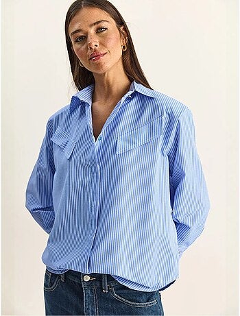 Chemise rayée à manches longues en popeline lucci
