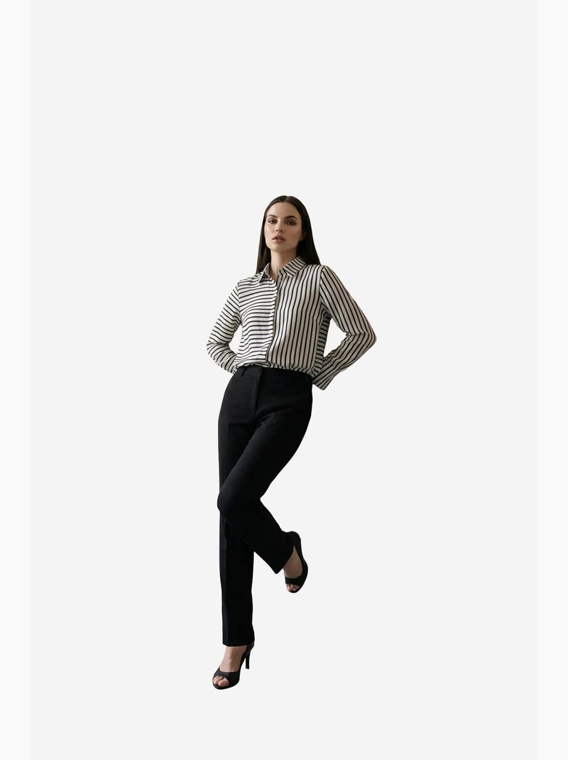 Chemise rayée à manches longues et boutonnage my fashion Blanc - Kiabi