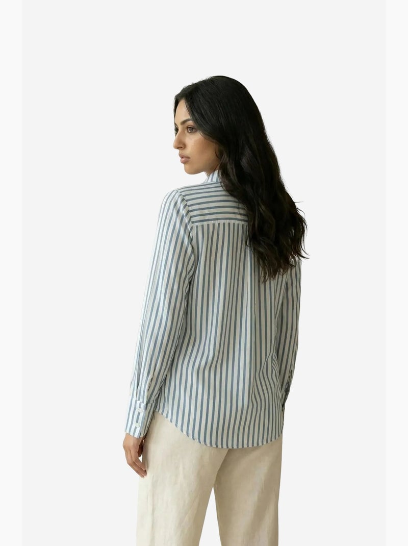 Chemise rayée à manches longues et boutonnage my fashion Bleu saphir - Kiabi