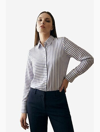 Chemise rayée à manches longues et boutonnage my fashion