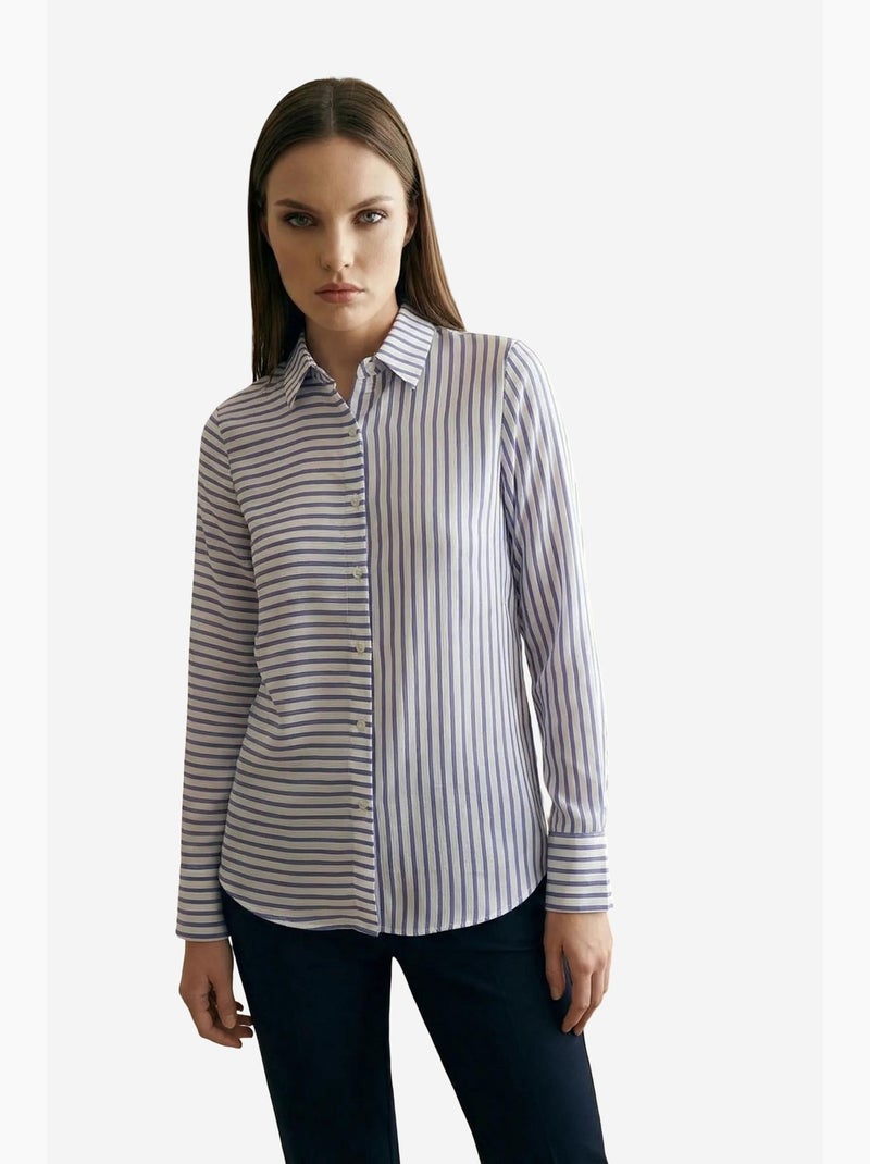 Chemise rayée à manches longues et boutonnage my fashion Lavande - Kiabi