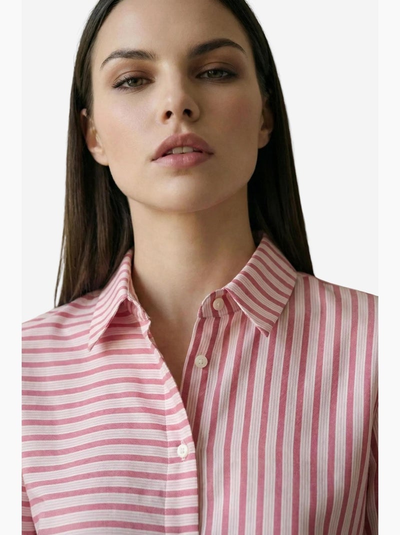 Chemise rayée à manches longues et boutonnage my fashion Magenta - Kiabi