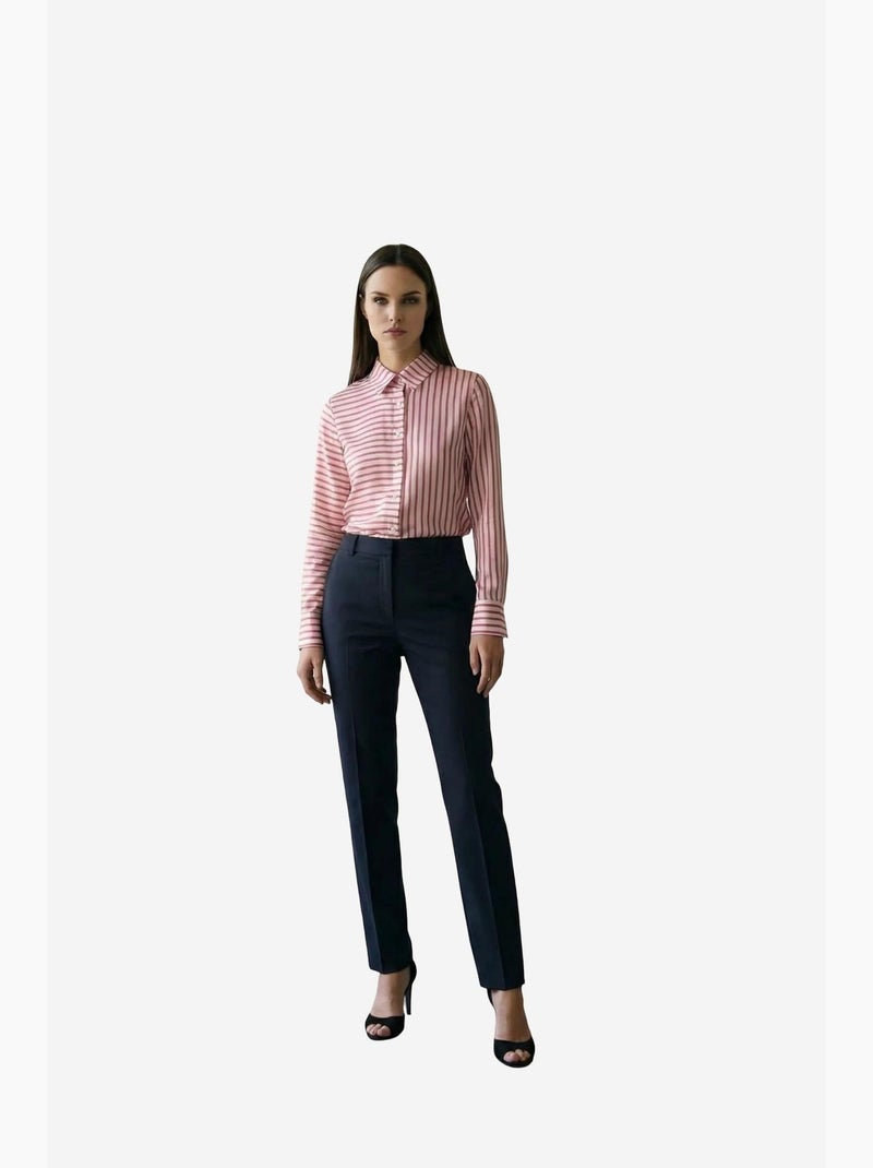 Chemise rayée à manches longues et boutonnage my fashion Magenta - Kiabi