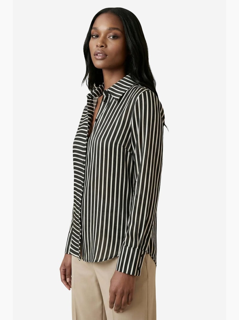 Chemise rayée à manches longues et boutonnage my fashion Noir - Kiabi