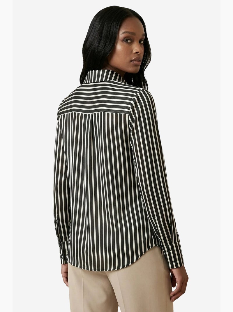 Chemise rayée à manches longues et boutonnage my fashion Noir - Kiabi