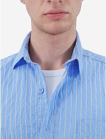 Chemise rayée à manches longues pour homme avec broderie giesto