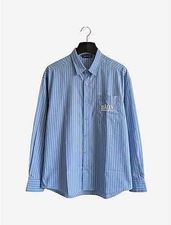 Chemise rayée à manches longues pour homme giesto avec broderie