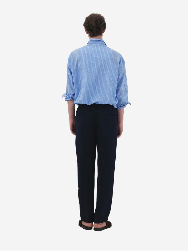 Chemise rayée à manches longues pour homme giesto avec broderie Bleu pastel - Kiabi