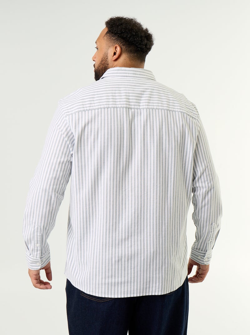 Chemise rayée à manches longues Vert - Kiabi