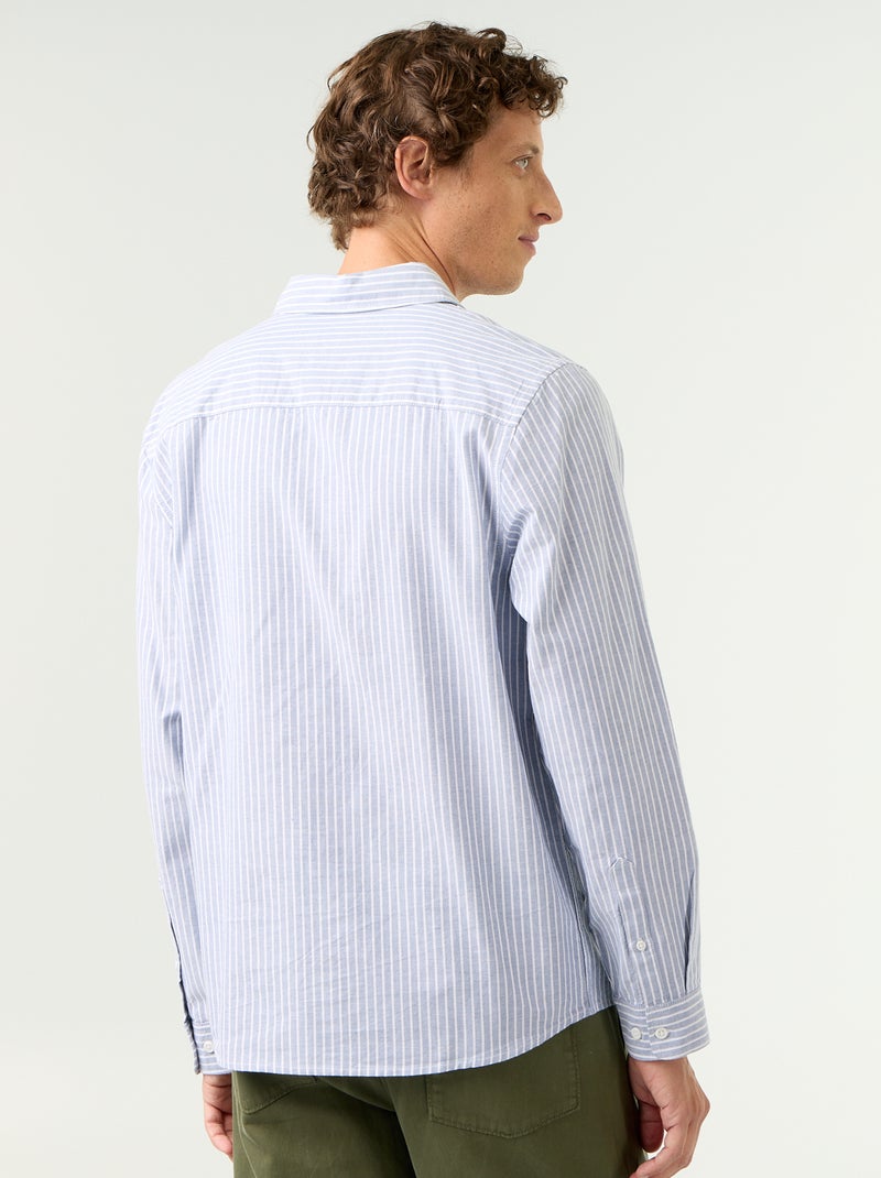 Chemise rayée avec col boutonné Bleu - Kiabi