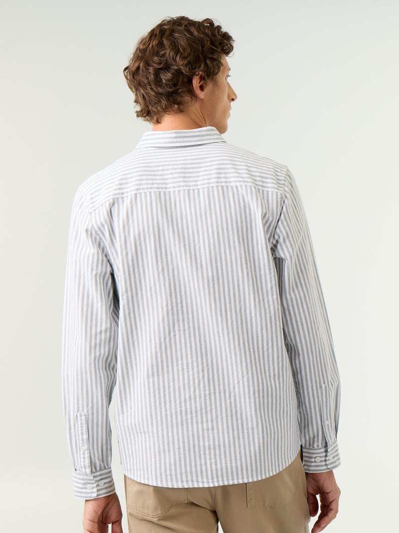 Chemise rayée avec col boutonné Vert - Kiabi