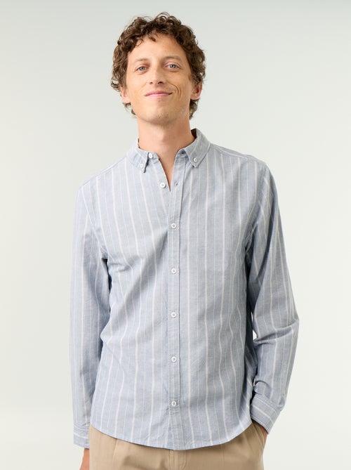 Chemise rayée avec col boutonné - Kiabi