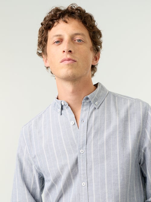 Chemise rayée avec col boutonné - Kiabi