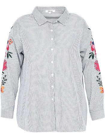 Chemise rayée avec manches brodées