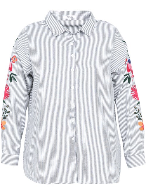 Chemise rayée avec manches brodées PAPRIKA - Kiabi