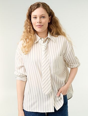 Chemise rayée avec poche poitrine + cravate assortie - 2 pièces
