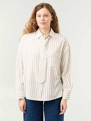 Chemise rayée avec poche poitrine + cravate assortie - 2 pièces