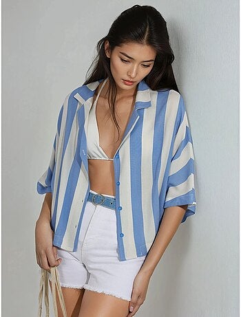 Chemise rayée boutonnée coupe décontractée busem