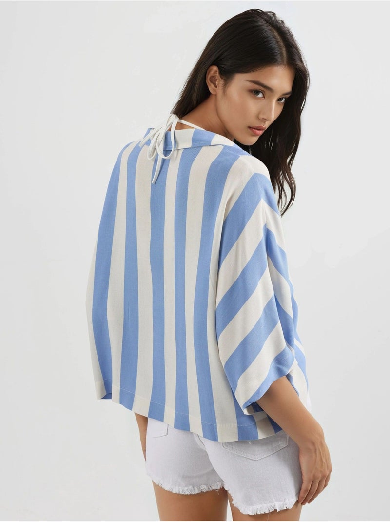 Chemise rayée boutonnée coupe décontractée busem Bleu ciel - Kiabi
