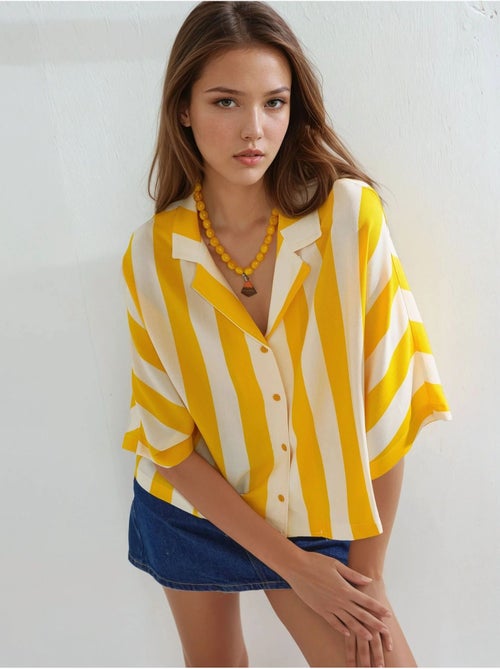 Chemise rayée boutonnée coupe décontractée busem - Kiabi Chemise rayée boutonnée coupe décontractée busem - Kiabi