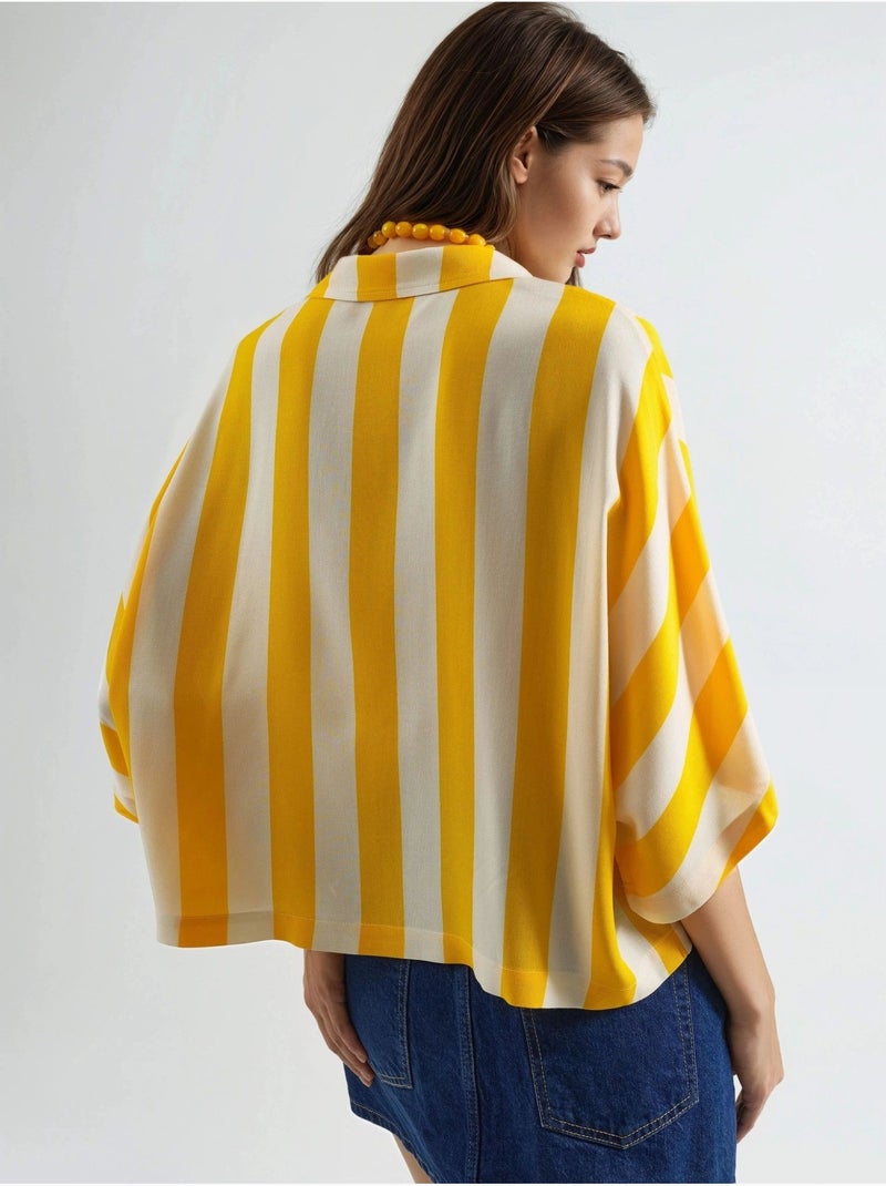 Chemise rayée boutonnée coupe décontractée busem Jaune citron - Kiabi