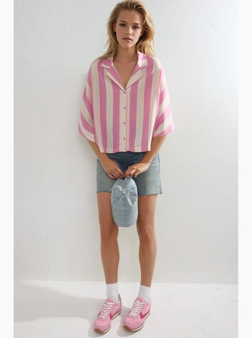 Chemise rayée boutonnée coupe décontractée busem - Kiabi Chemise rayée boutonnée coupe décontractée busem - Kiabi