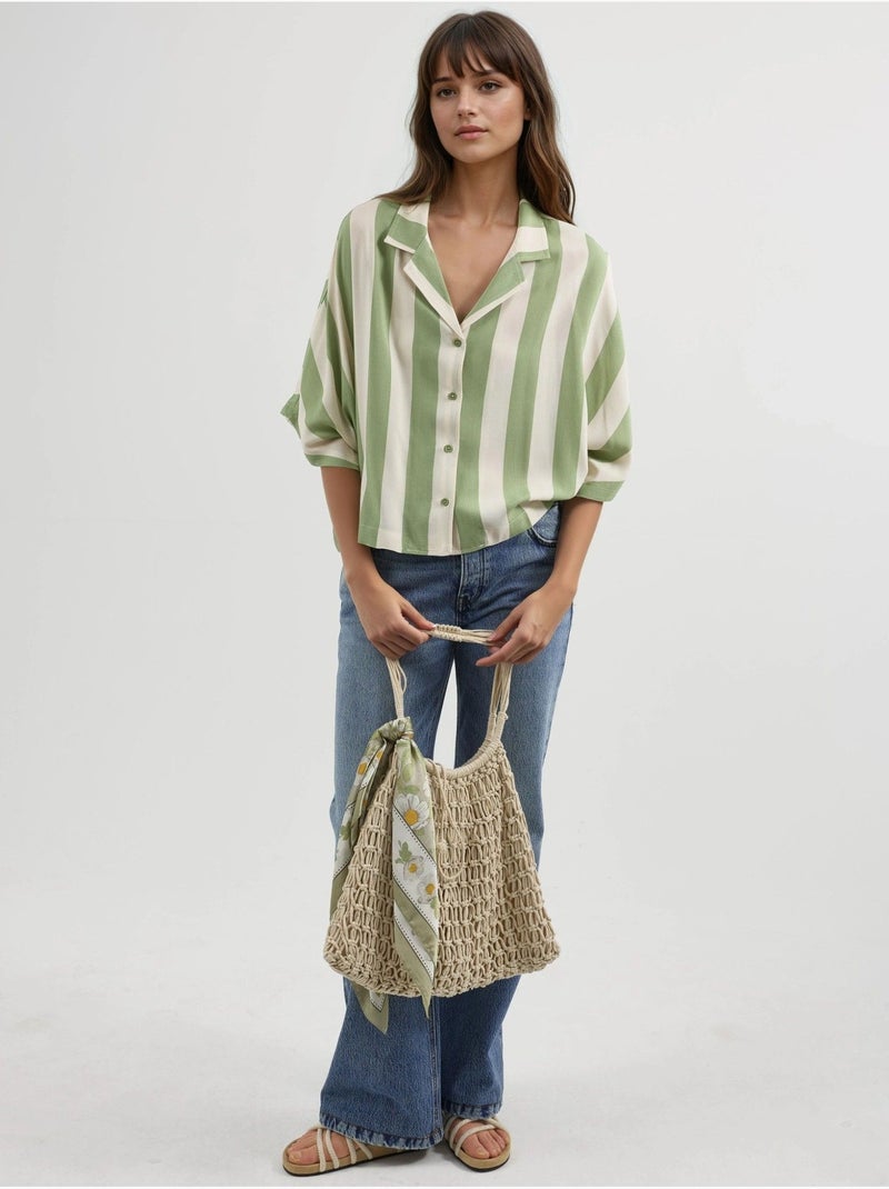 Chemise rayée boutonnée coupe décontractée busem Vert - Kiabi