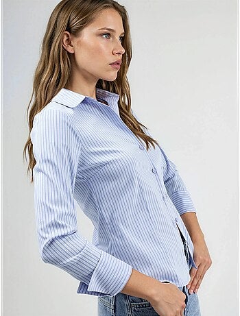 Chemise rayée cintrée à fermeture boutonnée